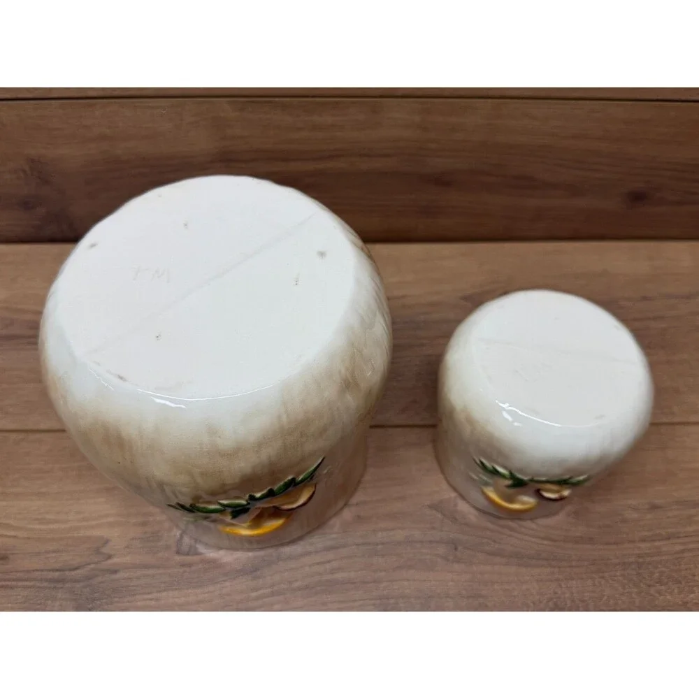 Vintage MCM Ceramic Mushroom Canister Set w/ Lids Retro 1970s Kitchen